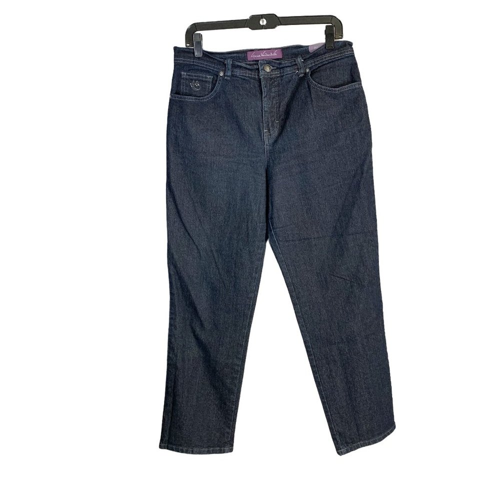 Gloria Vanderbilt Amanda Womens Blue Denim Stretch Straight Leg Ankle Jeans Sz12